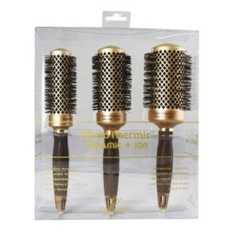 Olivia Garden NanoThermic Ceramic + Ion Brush Set: 3 Brushes & Clear Box