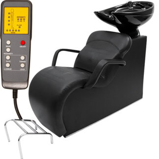 Shampoo Unit Kipp, Black 0325, Ceramic Basin & Chair, with Footrest