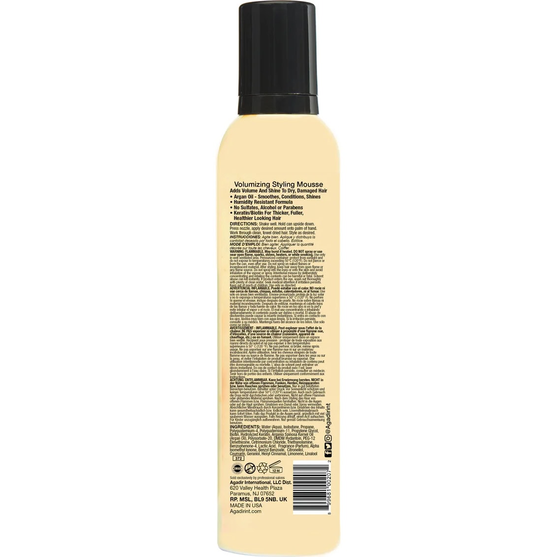Agadir Argan Oil Volumizing Styling Mousse, 251g - Image 2
