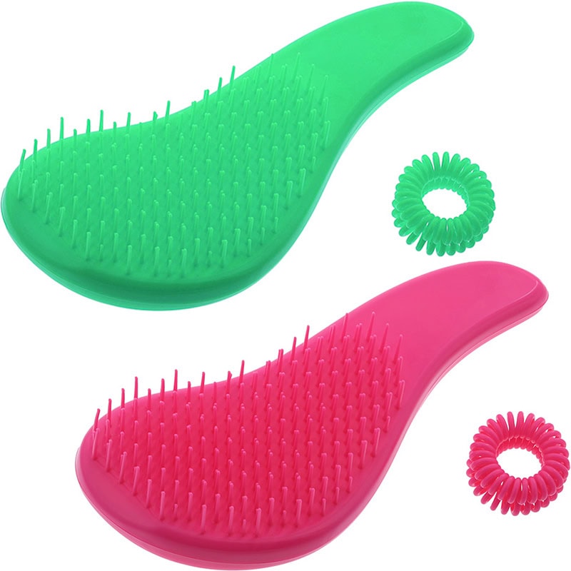 Curved Detangler Brush Set & Hair Ring Collection