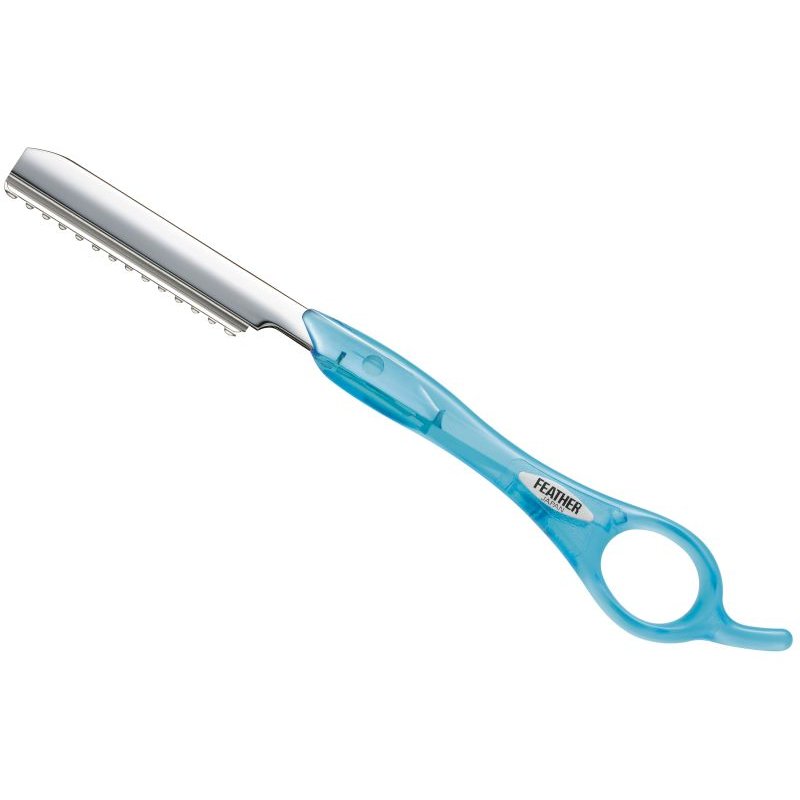 Feather Styling Razor, Aqua Handle with Guard