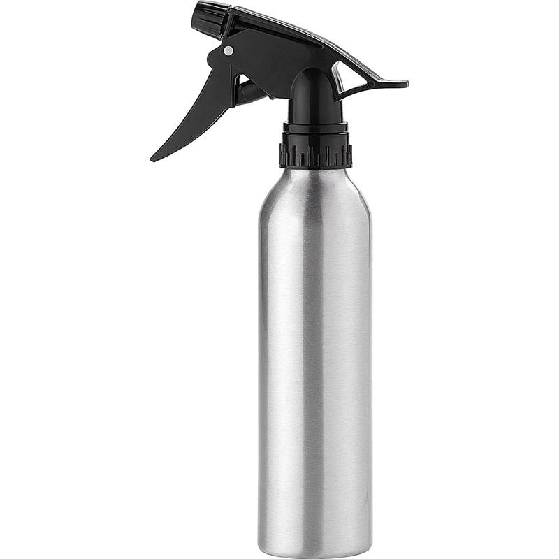 Qosmedix Aluminium Water Spray Bottle with Black Trigger, 240ml