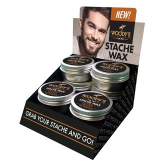 Woody's for Men Stache Wax Display, 6 Pieces