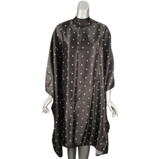 Salon Cape Polka Dots, Bleach-Proof Polyester, Black, Studs