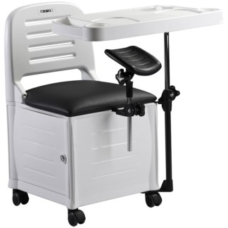 Stool Veneza Manicure/Pedicure, Tray, Legrest & Storage, White