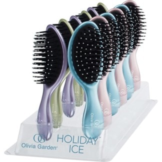 Olivia Garden OG Brush Holiday Ice Mini Brush Display: 12 Brushes & Stand