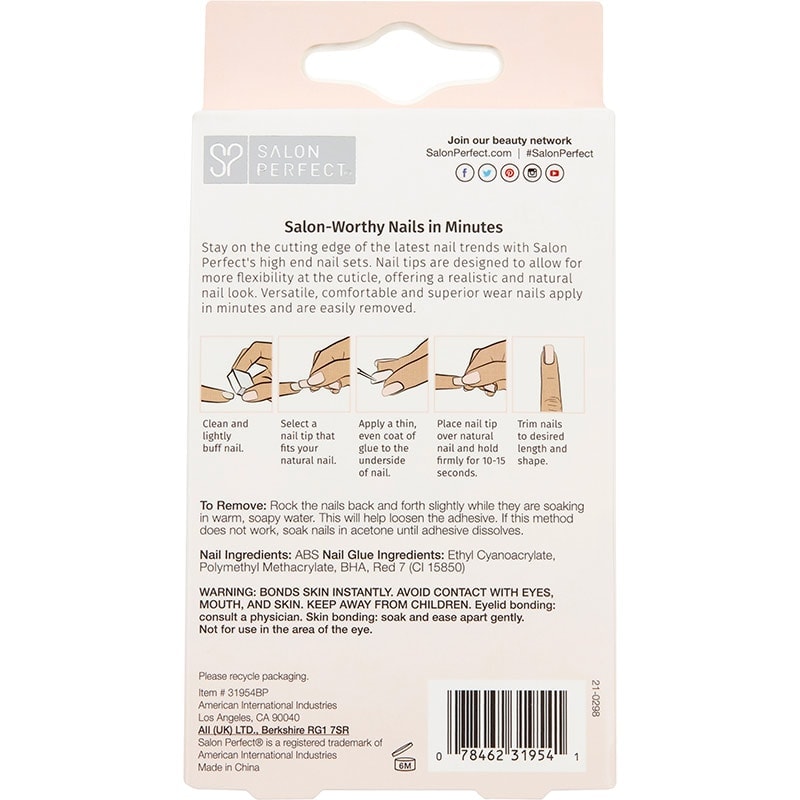 Salon Perfect Modern French Nail Set Black French Tips, 24/Pack - Image 2