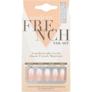 Salon Perfect Modern French Nail Set White Ombre Tips, 24/Pack