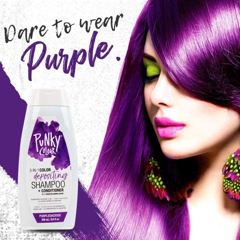 Punky Colour 3-in-1 Color Depositing Shampoo + Conditioner, Purpledacious, 250ml - Image 2