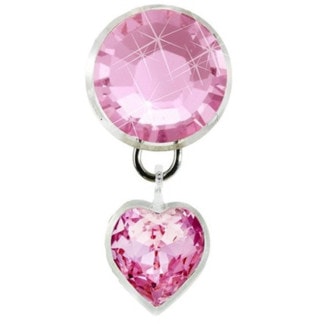 Blomdahl Natural Titanium Navel - Swarovski Crystals Pendant Heart