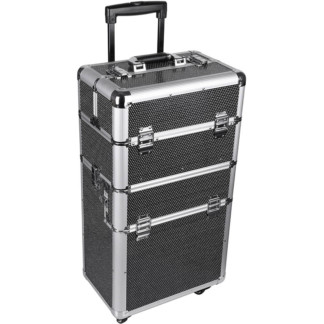 Beauty Aluminium Case, 2 Parts, 3 Options, Stackable, Black Crystal, Empty