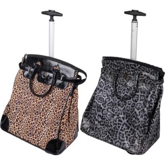Beauty Make-Up Bag Leopard Tote on Wheels, Empty