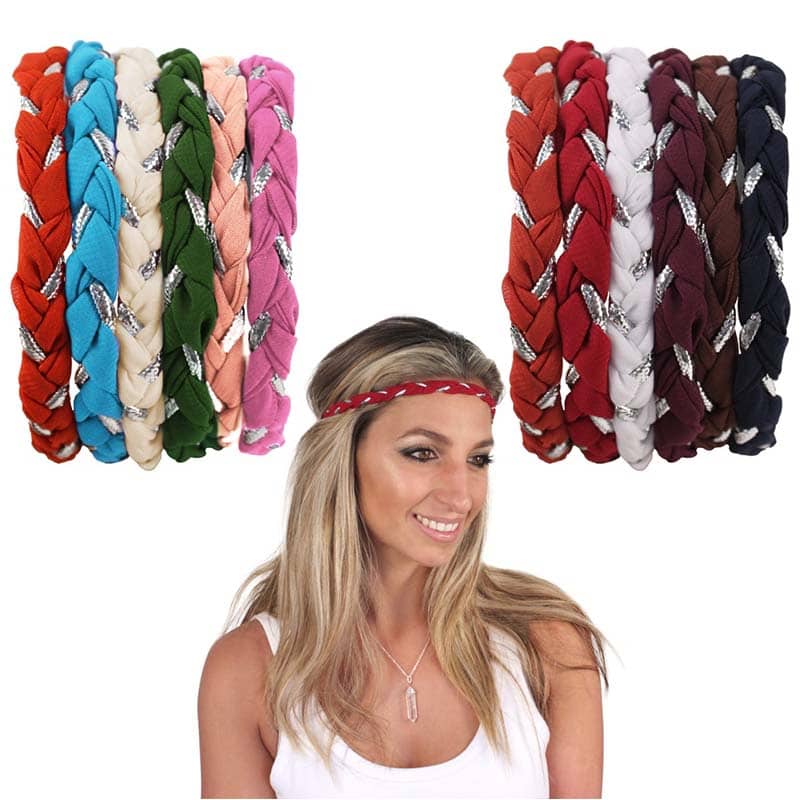 Headband Single Braided Silver Weave