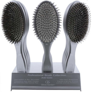 Olivia Garden Ceramic & Ion Supreme Cushion Brush Display: 12 Brushes & Stand