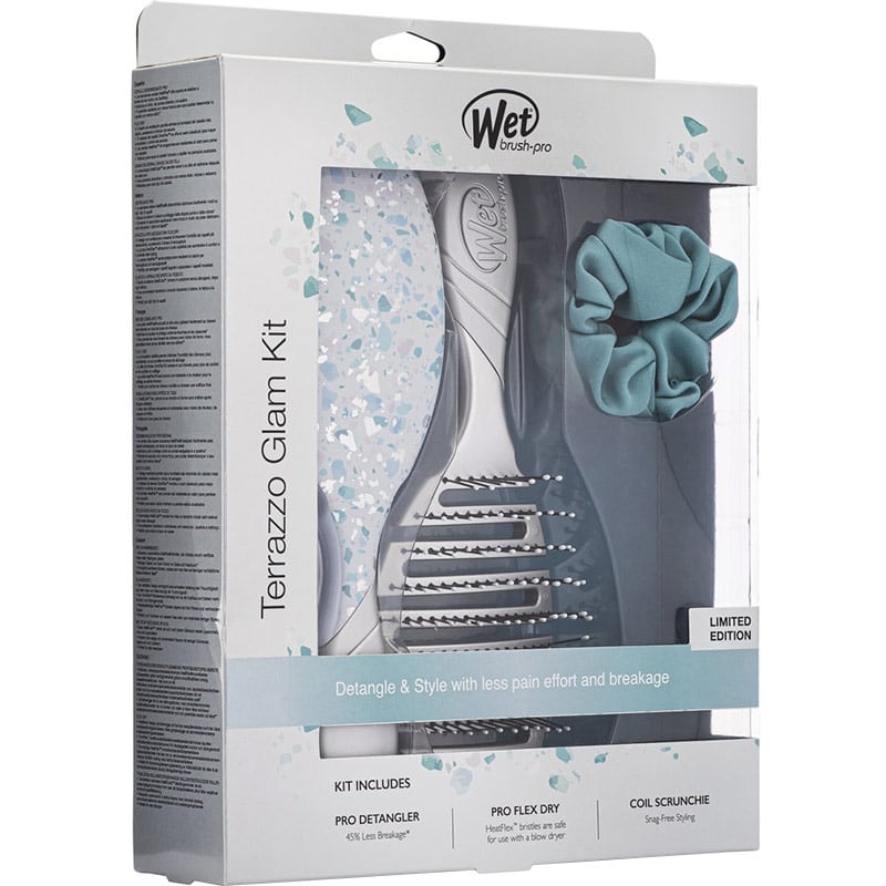 WetBrush Pro Detangler & Flex Dry Terrazzo Glam Kit, 2 Brushes & Scrunchie - Image 7