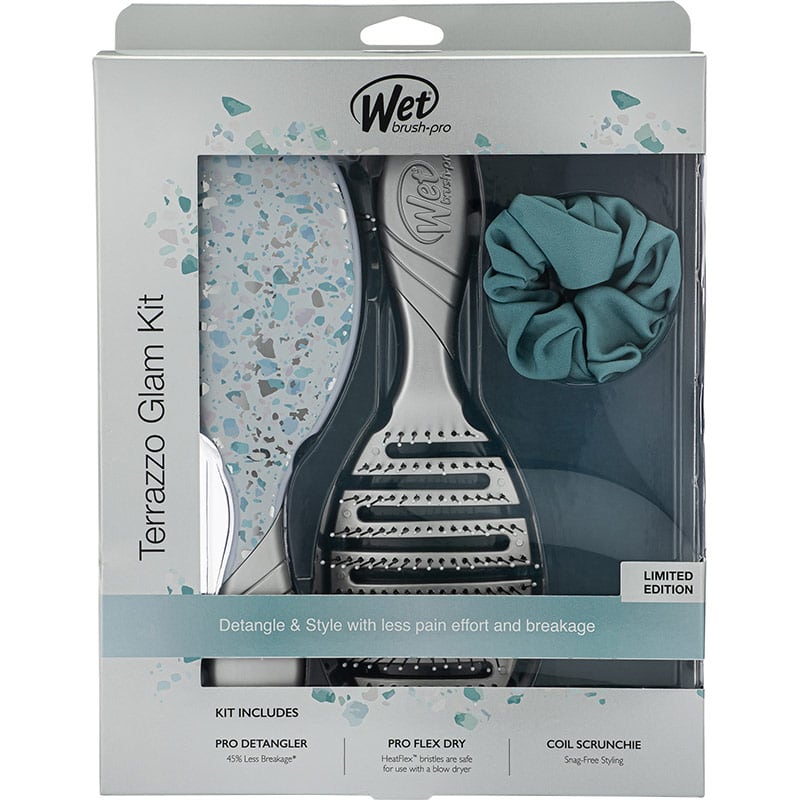 WetBrush Pro Detangler & Flex Dry Terrazzo Glam Kit, 2 Brushes & Scrunchie - Image 6
