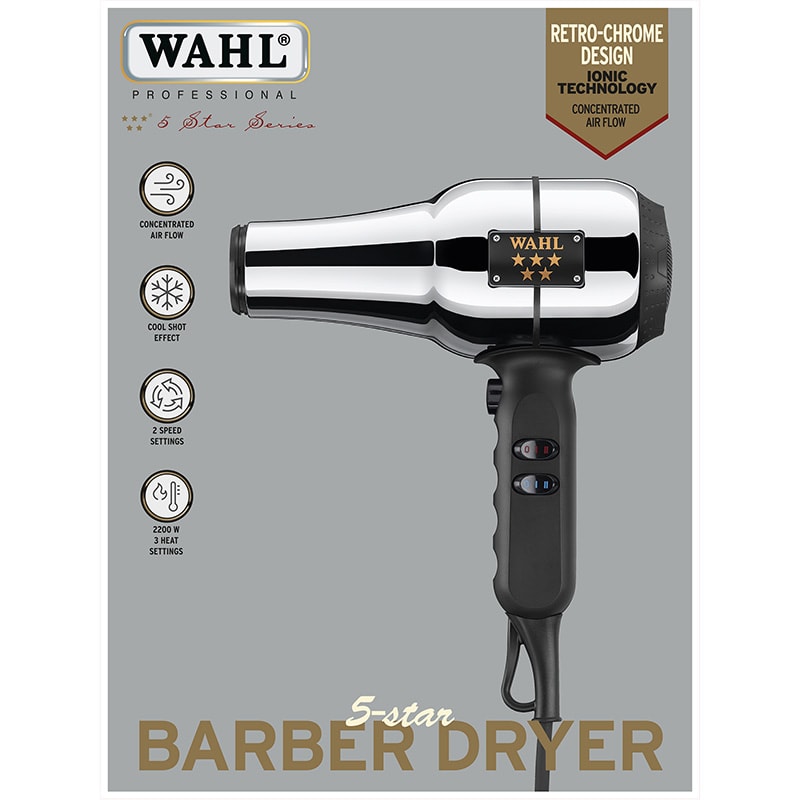 Wahl 5 Star Barber Hair Dryer Chrome 2200 Watt - Image 7