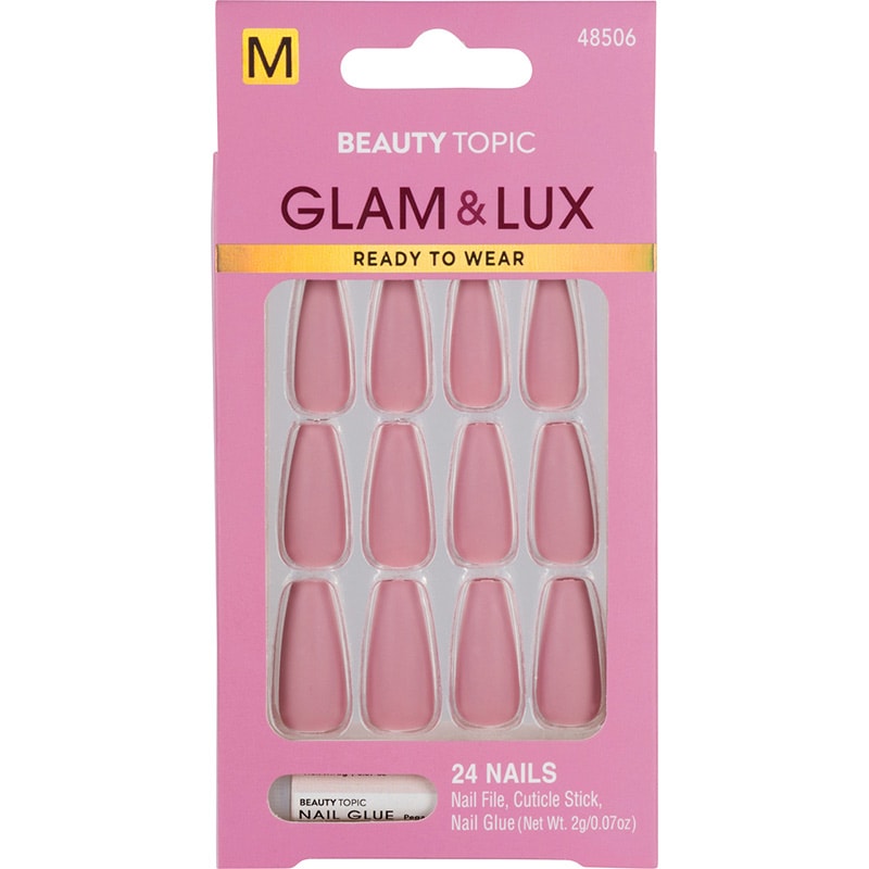 Beauty Topic Glam & Lux Medium Coffin Pink Nail Set, 24/Pack