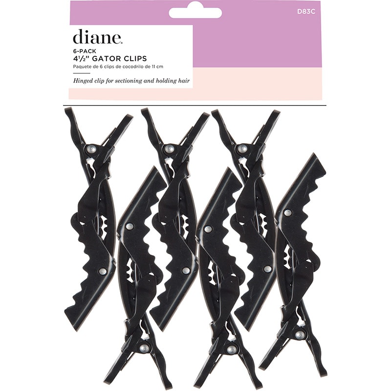 Diane Gator Clips, Black, 4.5 inch, 6/Pack