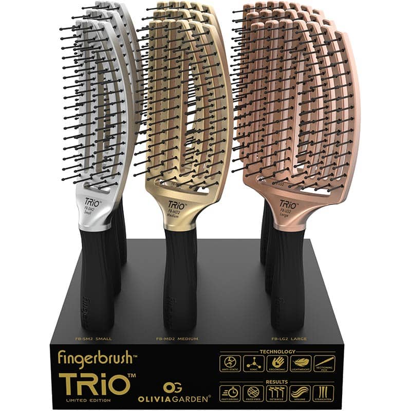 Olivia Garden FingerBrush Trio Brush Display: 9 Brushes & Stand