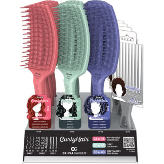 Olivia Garden CurlyHair Brush & Comb Display: 16 Pieces & Stand
