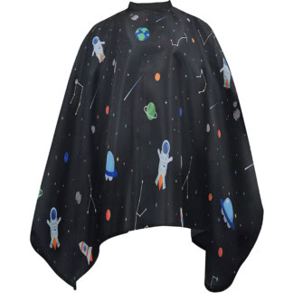 Kids Cape Black with Astronaut Theme, Studs