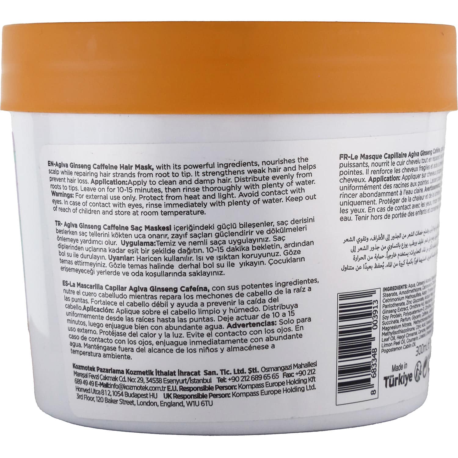 Agiva Caffeine & Ginseng Pro Care Hair Mask for Weak Hair Prone to Loss & Shedding, 300ml - Image 2