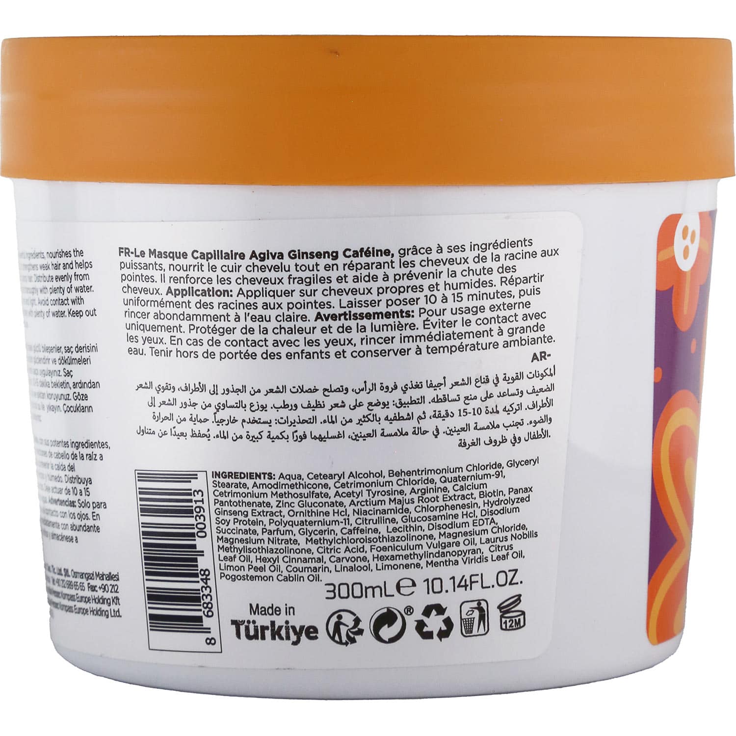 Agiva Caffeine & Ginseng Pro Care Hair Mask for Weak Hair Prone to Loss & Shedding, 300ml - Image 3