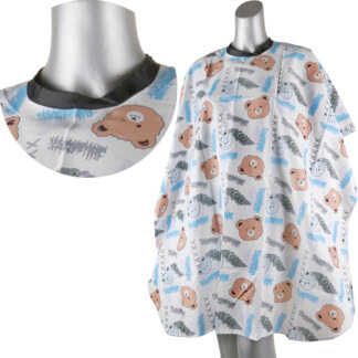 Kids Cape White & Brown Bears with Silicone Collar, 95 x 120cm, Studs