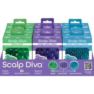 Olivia Garden Scalp Diva Brush Display: 9 Brushes & Stand